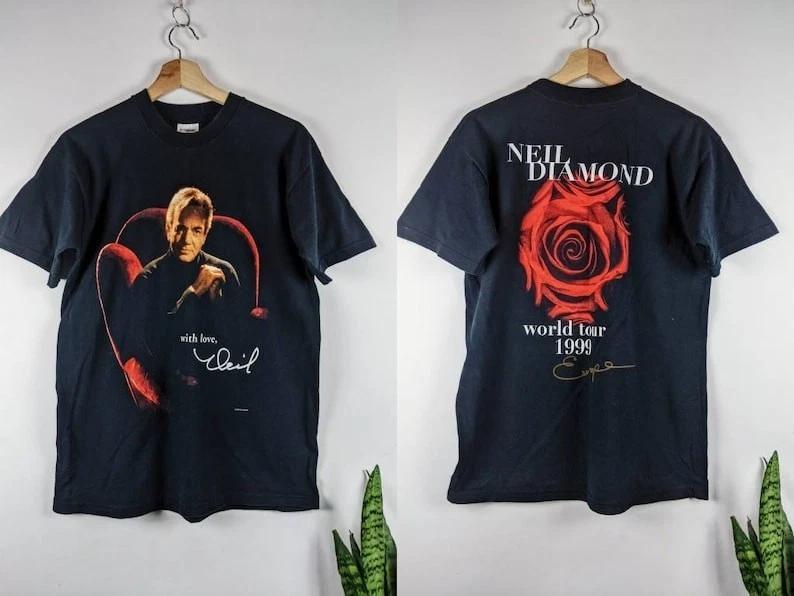 Vintage Neil Diamond 1999 Merch Tshirt Double Side S