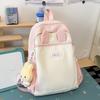 Schoolbag milk fufu color matching three-dimensional rabbit ear backpack soft cute girl holiday girlfriends travel fresh age reduction small backpack