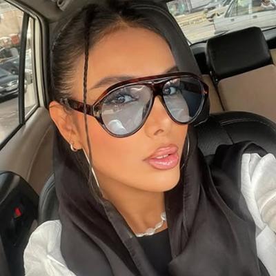 Oversize Żółte Okulary Przeciwsłoneczne Pilotki Damskie Vintage Duże Okulary Słoneczne Damska Moda Okulary UV400