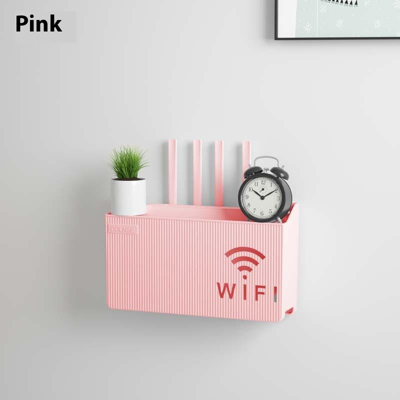 

1PC Wall Hanging Wireless Wifi Router Shelf Storage Box ABS Plastic Organizer Box Cable Power Bracket Organizer Box Home Decor 1PC рожевий