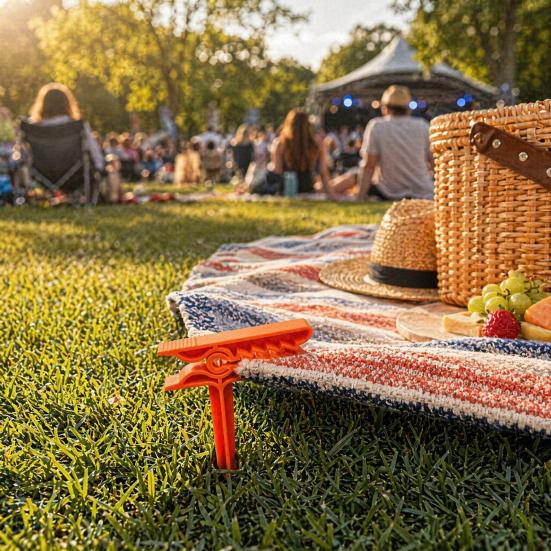 4Pcs Beach Towel Clips Windproof Towel Holders, Beach Towel Anchoring Stakes Clips, Outdoor Mat Anchors Stakes Clamps, Plastic Picnic Blanket Holders