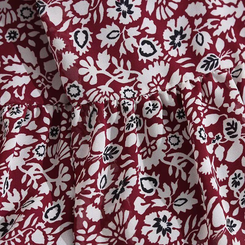 Spring 2025 Women's Casual Floral Print Long-Sleeve Dress