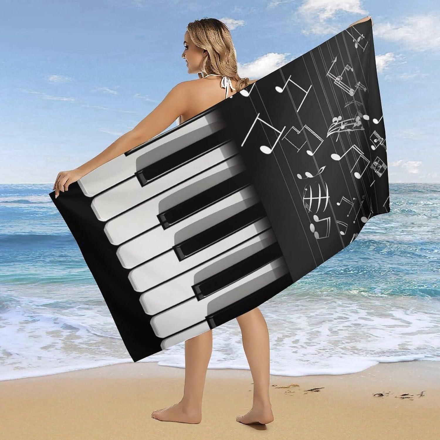 

Piano Key Musical note Beach Towel for Family stuffs friends Gifts Quick-Dry Sand free For Bath Yoga Beach Camping Swimming GYM W30*H60(CM)