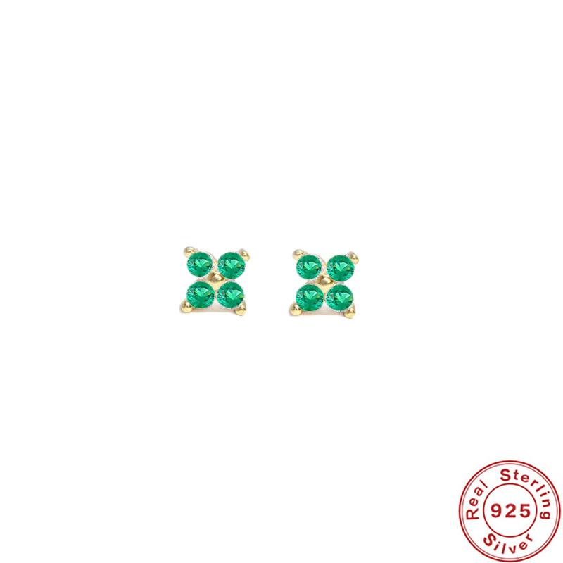 S925 Sterlingsilber Blütenblatt Kristall Blume Ohrstecker Mehrgröße Stilvoll und schlicht Mini Ohrstecker mit Diamanten