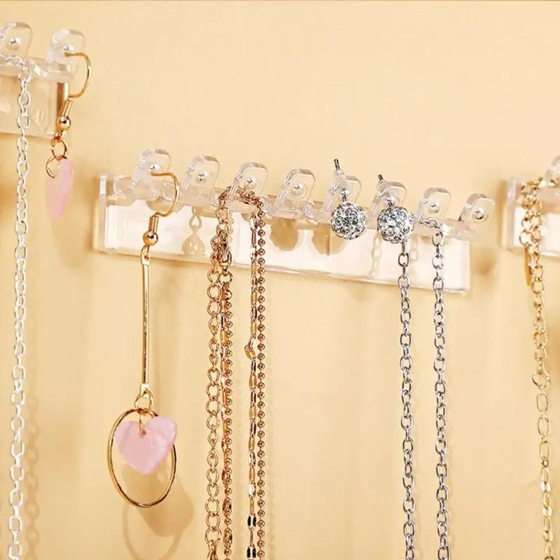 Clear Necklace Organizers Hangings Plastic Necklace Earrings Holder Wall Organizers For Bracelets Rings And Earrings H8WF