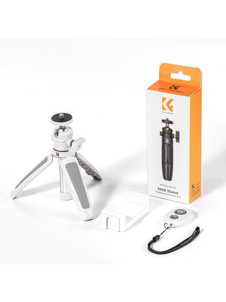 

K&F CONCEPT Portable Extendable Selfie Stick Tripod Aluminum Alloy 1/4” Screw 2kg Load Capacity with Phone Holder Remote Shutter белый