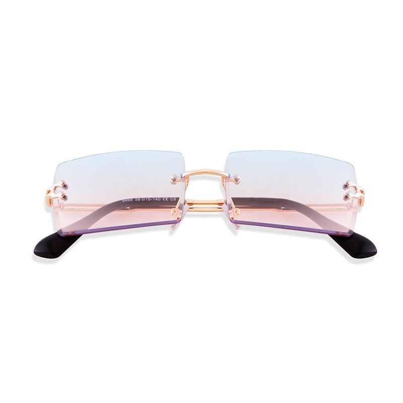 Fashion Cutted Lens Rimless Sunglasses for Women Men Brand Designer Trendy Rectangle Frameless Sun Glasses Gradual Shades S3468