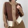Retro Thickened Knitted Sweater Women's Stitching Zipper Lapel Sweater Cardigan Autumn and Winter Women's Coat