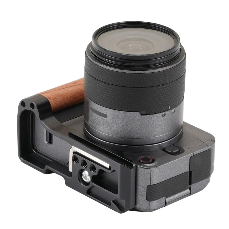 Aluminum L Bracket Quick Release Plate For R50V Camera Handgrip Holder 1/4in Hole with Wood Grip