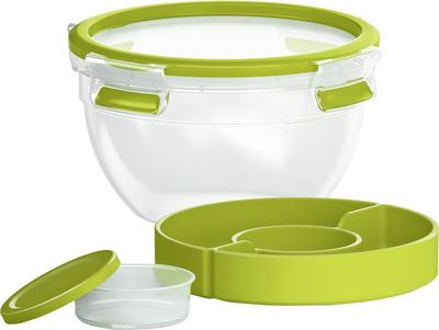 Tefal Aufbewahrungsbehälter Lunchbox Luftdicht Integrierte Dichtungsstruktur Seal to Go Salat mit Fächern 30 Jahre Garantie N10723 1.1L "Master Bowl"