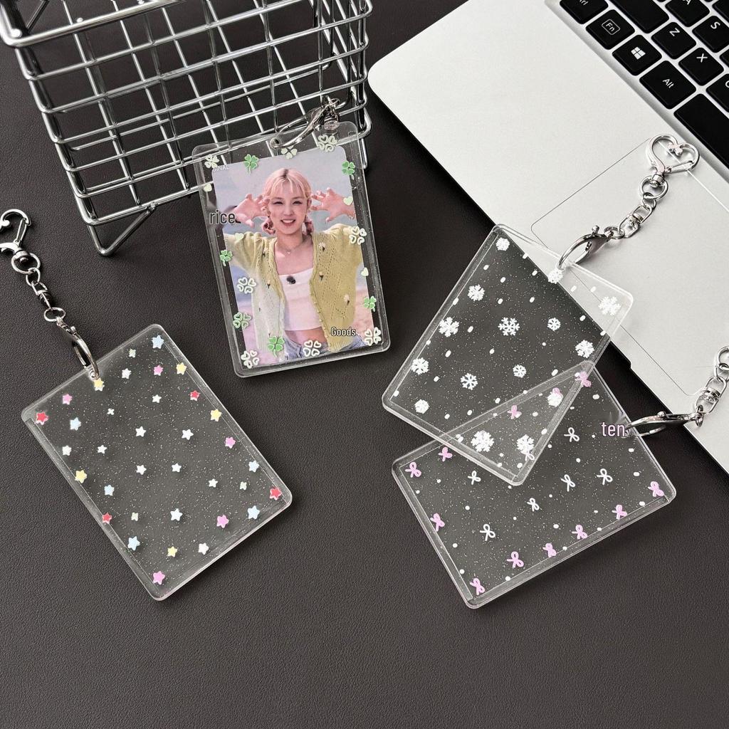 Colorful Snowflake Glitter Acrylic ID Card Holder Sleeve