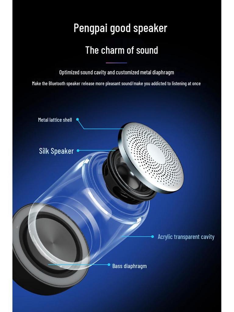 Portable Wireless Bluetooth Speaker with Colorful Night Light and Bass Stereo