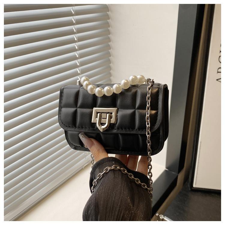 Indented Square Chain 2025 New Korean Version Lock Solid Color Design Chain Texture Single Shoulder Crossbody Small Square Bag Woman