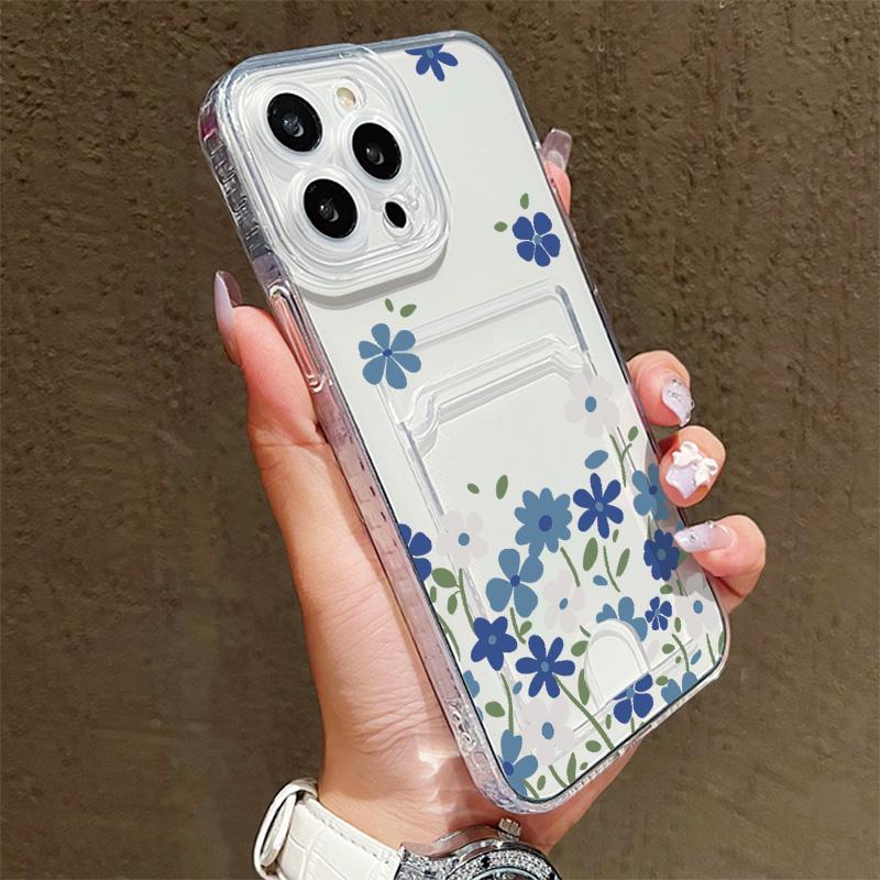 Card Slot Holder Silicone Wallet Pocket Case For Xiaomi Redmi Note 13 12 iPhone 17 Air 16 14 Pro Max Samsung S23 S24 S25 Plus Cover Clear Phone Bumper