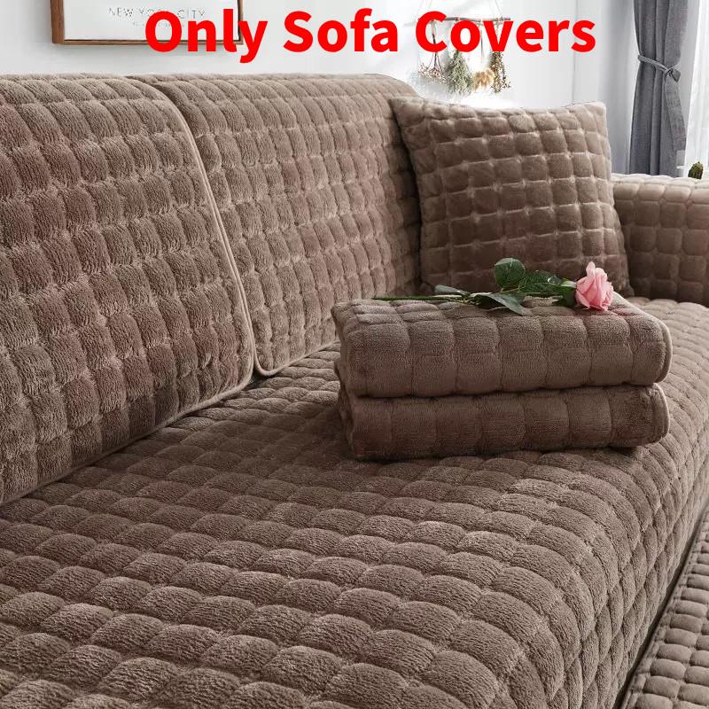 Color Plush Solid Sofa Covers Cushion Universal Slipcover Four Winter Seasons