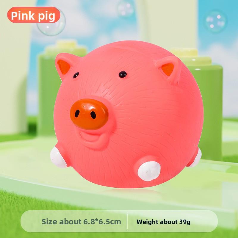 Latexspielzeug, Runde Schweinekopf- und Hühnerkopf-Bälle mit Geräuschfunktion, Spielzeug für Haustiere zum Zahnen und zur Zahnreinigung, Hundespielzeug