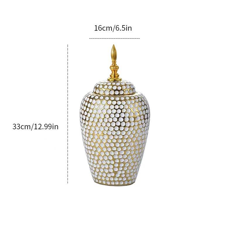 Electroplated Golden Ceramic General Jar Luxury Vase Home Decoration Ornament Ceramic Storage Bottle Desktop Flowerpot High Vase