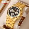 Men Quartz Dual Display Business Luxury Analog Watch Stainless Steel Business Elites Waterproof Wristwatches Male