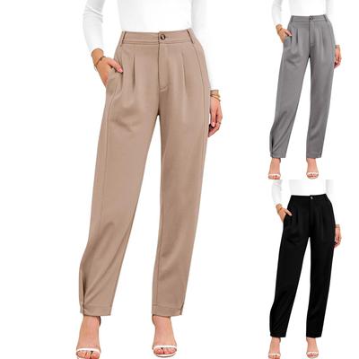 Effen kleur casual losse comfortabele werk zakelijke formele pak broek voor dames
