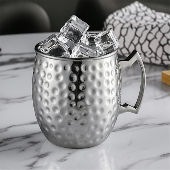 Miedziana Platerowana Kubek Moscow Mule z Młotkowanej Stali Nierdzewnej Kieliszek Koktajlowy z Podwójnymi Ściankami Izolacją Próżniową Metalowe Szklanki Barowe do Domu