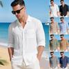 Retro Casual Autumn Men's Loose-Fit Linen Long-Sleeved Collared Shirt Cardigan