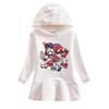 2026 Spring/Autumn Girls' Ruffle Cartoon Rainbow Hooded Princess Long Sleeve Dress
