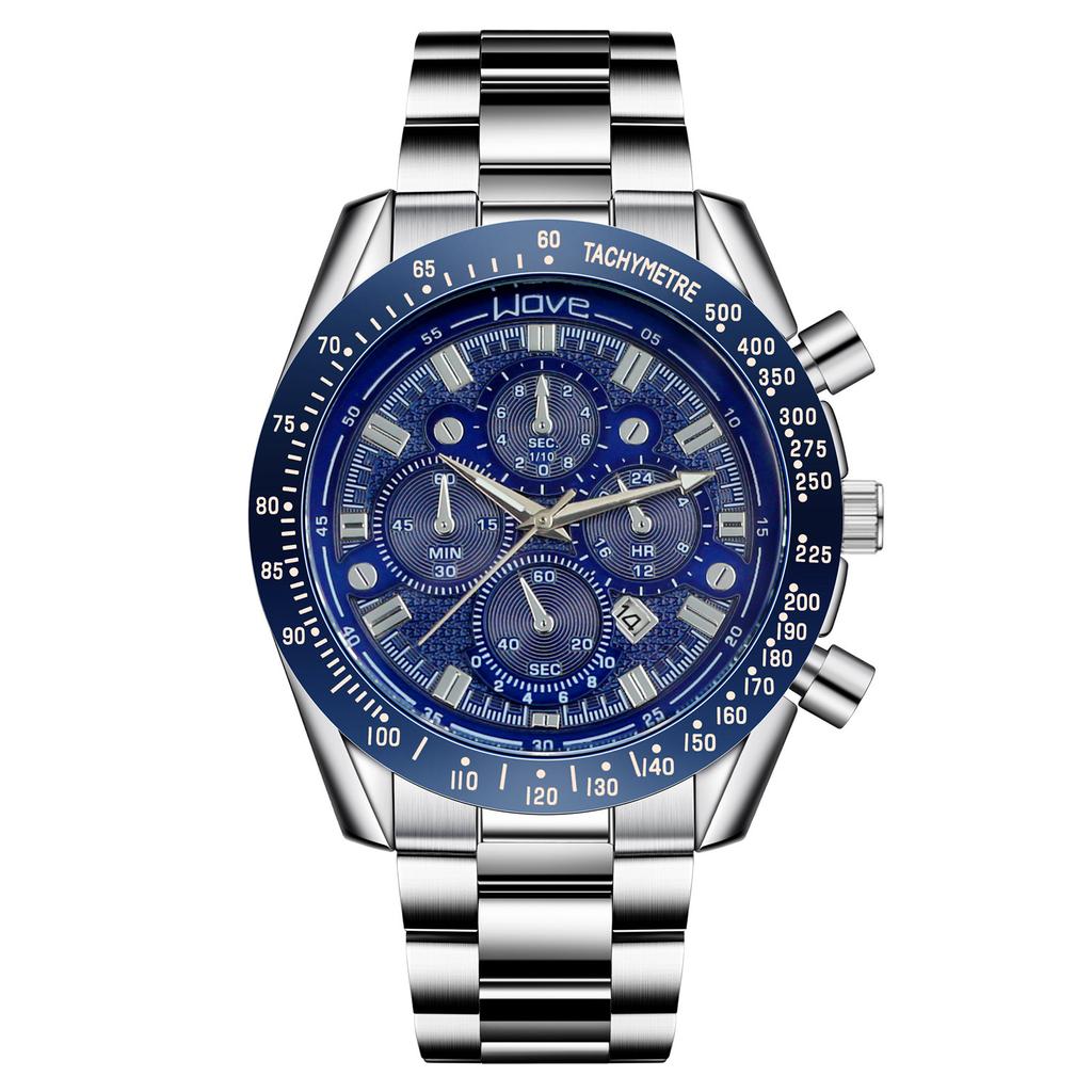 Round Steel Belt Quartz Watch European Men'S Watch Luminous Calendar Watch Men'S
