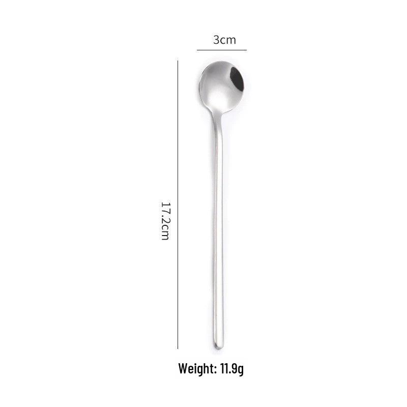 Stainless Steel Long Handle Round Head Spoon for Dining, Soup, Stirring, and Desserts.