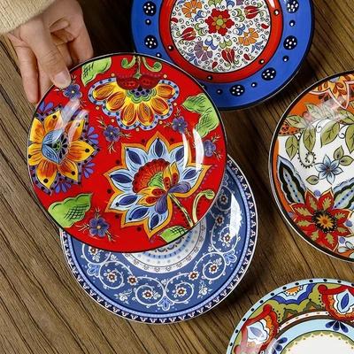 Piatti da portata in ceramica europea da 6,5 pollici, piatti da insalata occidentali dipinti a mano, squisiti piatti da frutta per la casa, accessori da cucina