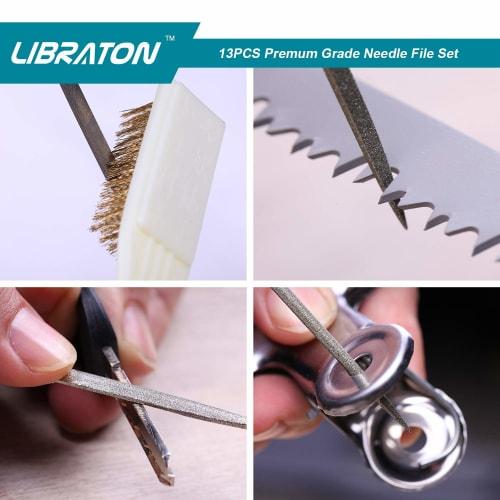 LIBRATON 12-Piece File Set, Includes Diamond Files, Precision Iron Files, Woodworking Files, Knife Sharpening Files, Round Files, Triangular Files, Fl