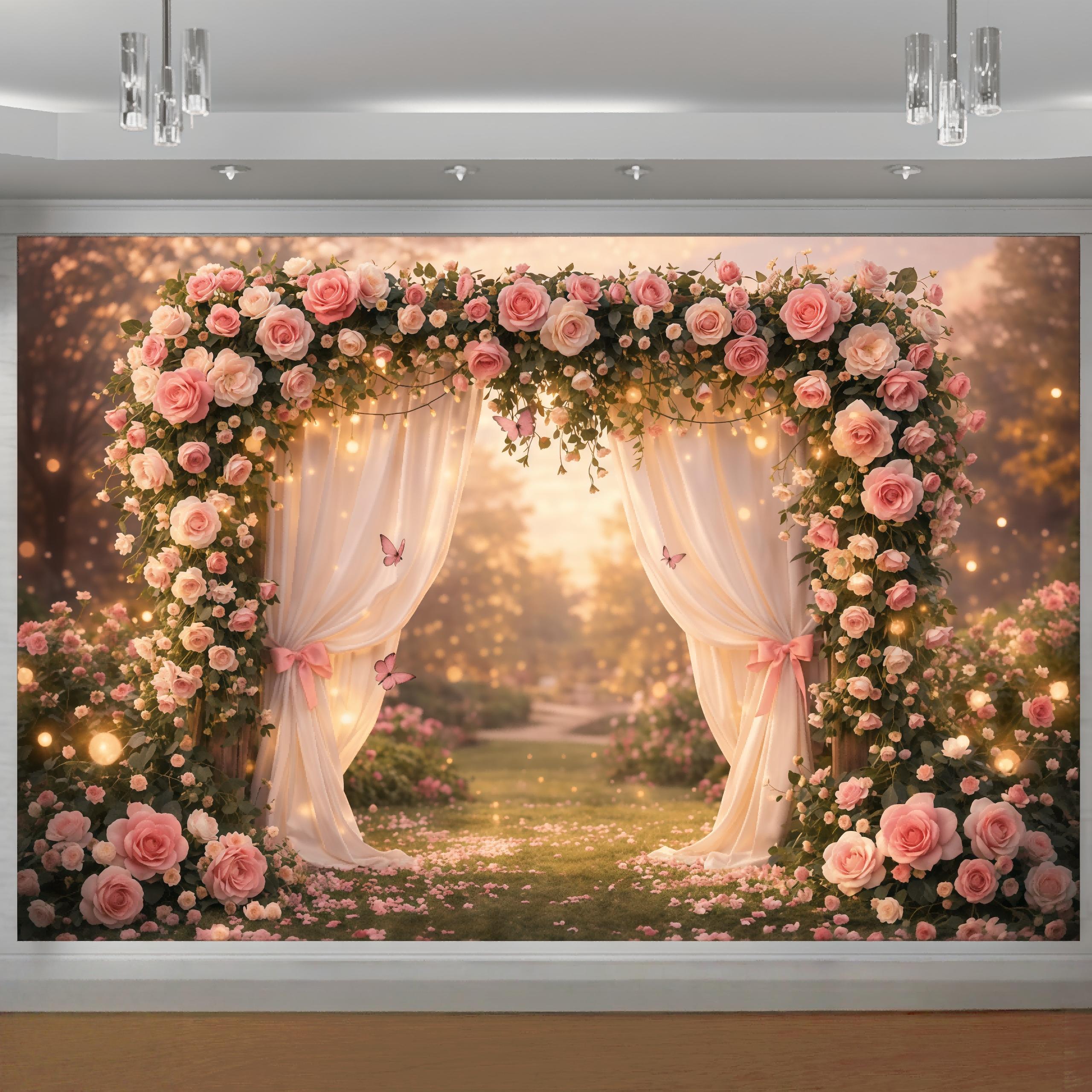 1pc floral arch backdrop banner suitable for wedding decoration anniversary holiday celebration photography backdrop 100x150cm