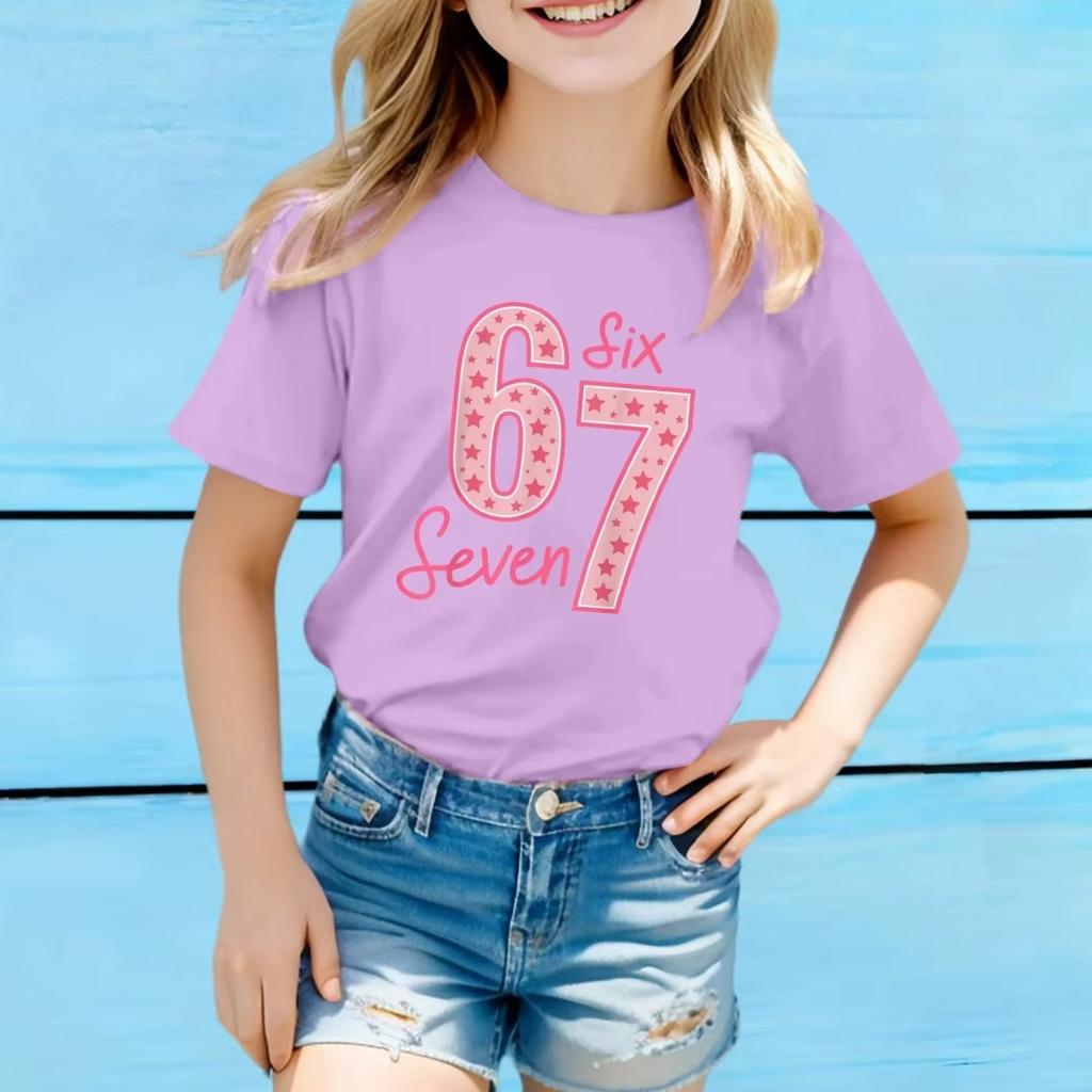 Kids 67 Themed Colorful Print TShirt Soft Cotton Fabric Breathable and Comfortable Ideal for Toddlers and Childrendf0268
