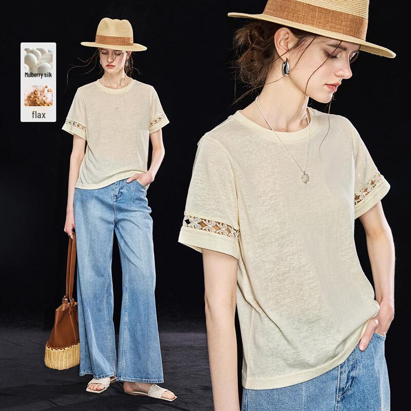Wudao French-Style Silk Blend Lightweight T-Shirt M