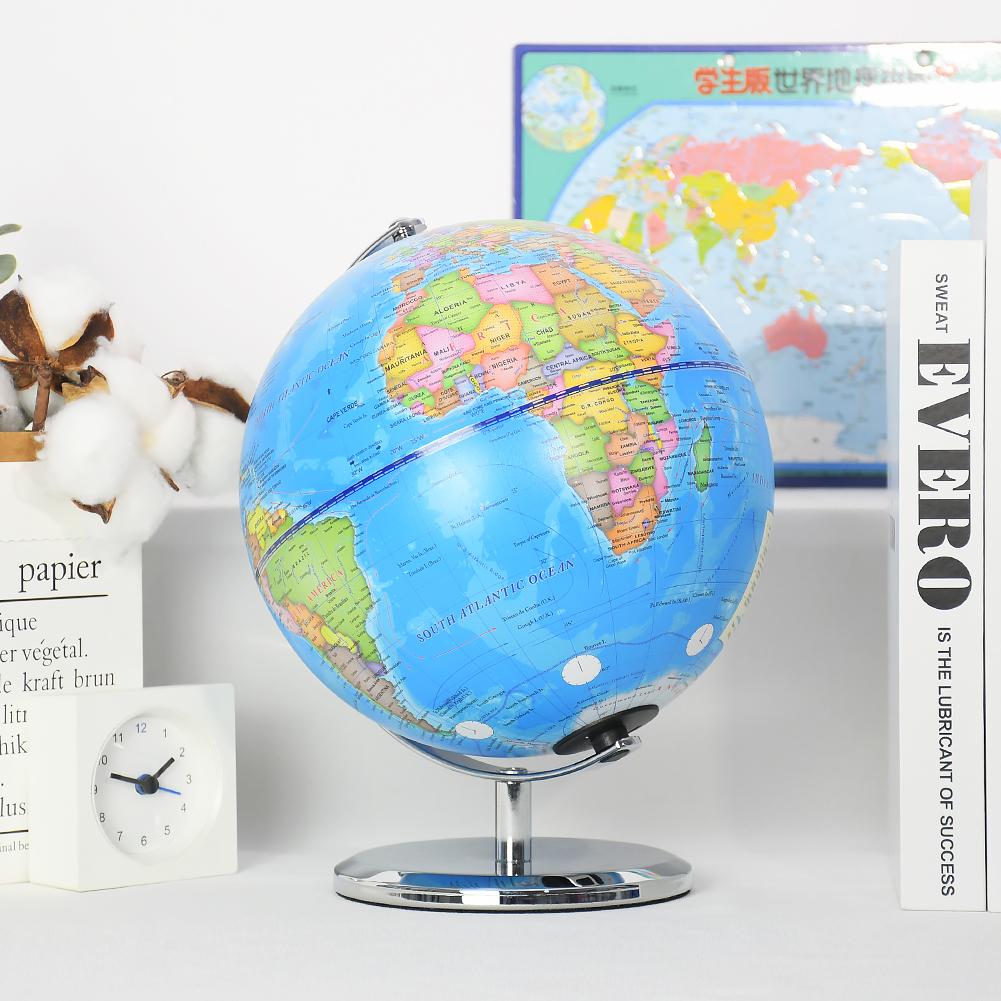 360 Degree Rotating Desktop Toy World Globe Blue Administrative Globe for Desk Decoration Boy Kids Gifts Education Tools