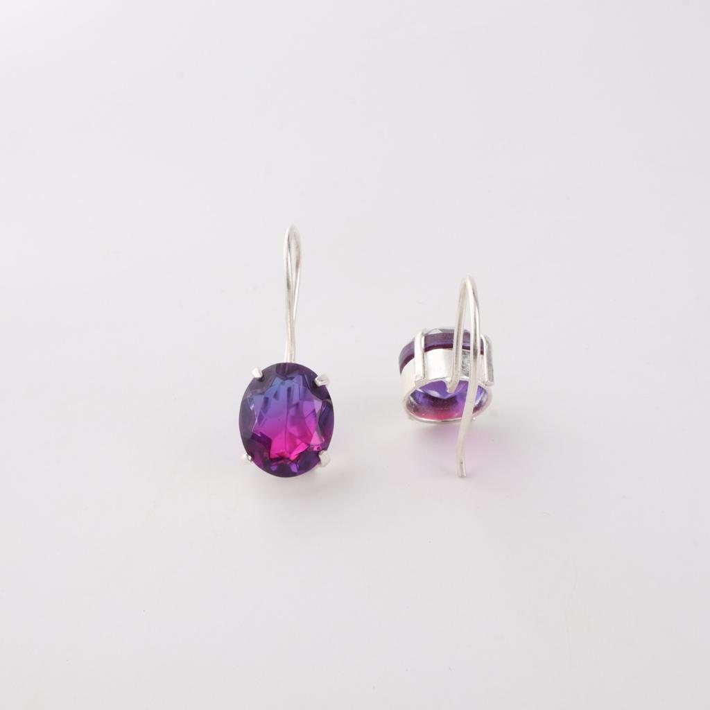 Pierre précieuse Tourmaline Melon d'Eau Argent Sterling 925 Fait Main Boucles d'oreilles Pendantes 1.05" EE-173-43