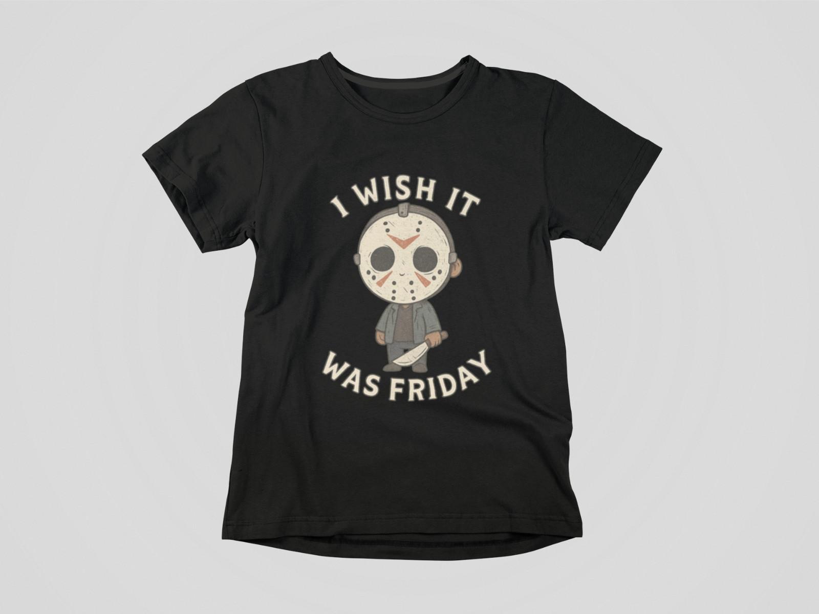 I Wish It Was Friday Shirt Hoodie Cute Horror Parody Chibi Masked Character 2XL