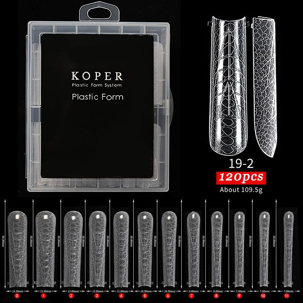 Caja de 120 Puntas de Uña de Cristal: Moldes para Extensión de Uñas Almendra Ballet con Escala
