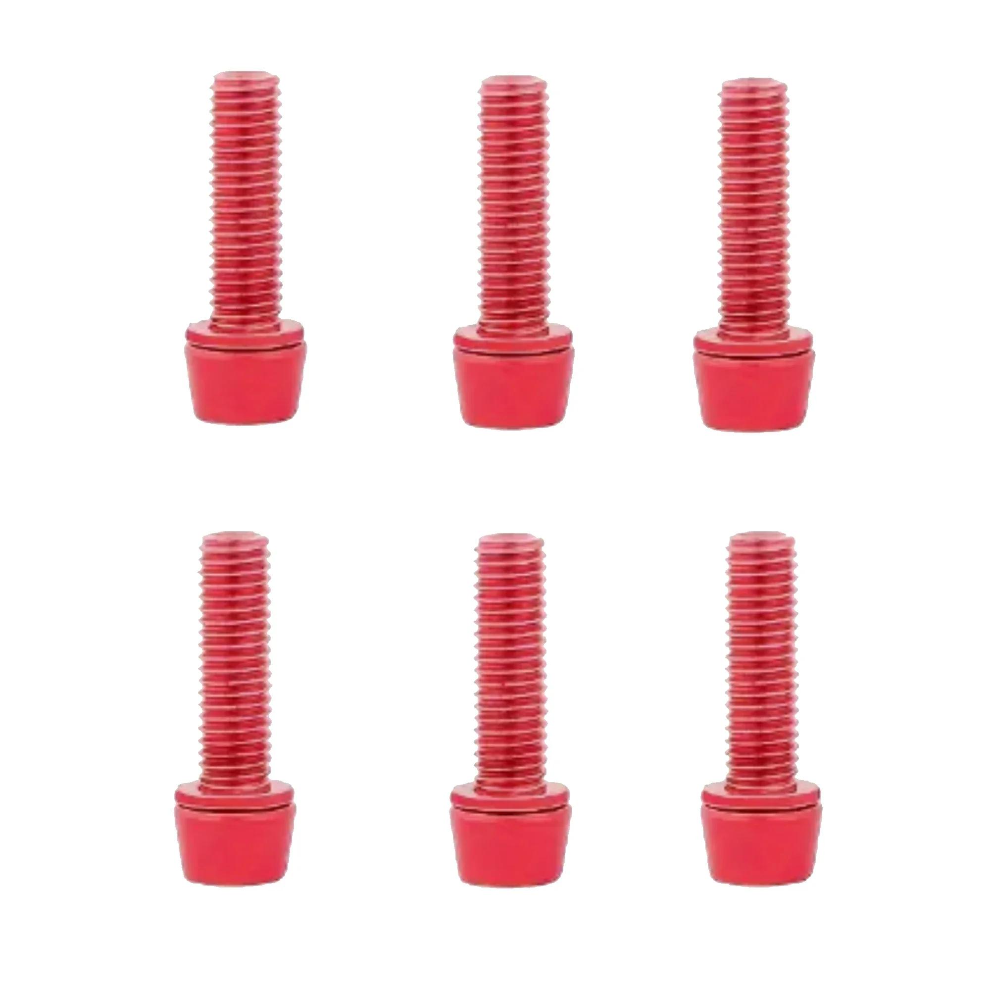 

6pcs Bicycle Handlebar Screws Multi-color Stainless Steel M5*18MM MTB Road Bike Handle bar Stem Riser Screw In Bolts червоний
