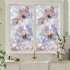 Flowers Window Privacy Film Stained Glass Tulip Butterfly Window Cling Static Glass Sticker for Home Kitchen Office Bathroom