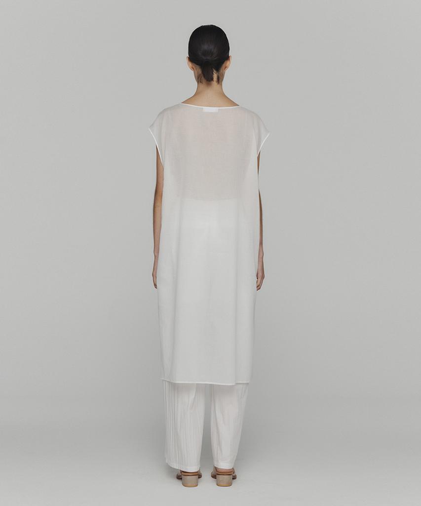 Amomento Sheer Drawstring Dress_White