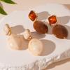 Retro Amber Tone Resin Marble Pattern Drop Earrings Double Layer Geometric Oval Dangle Earrings for Women Statement Jewelry Gift