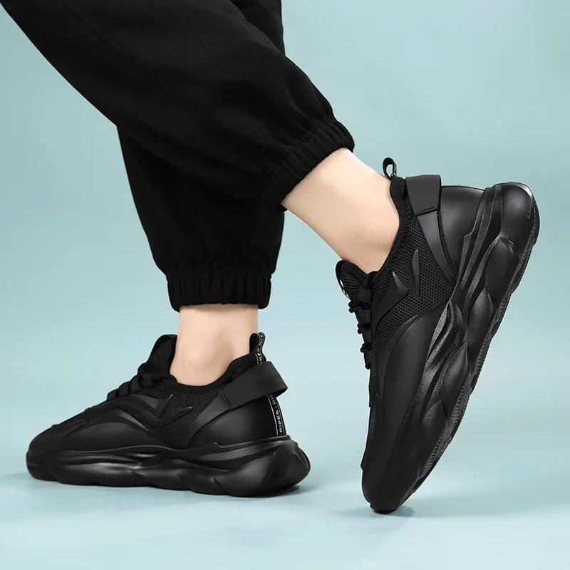 Letnie Oddychające Sneakersy Męskie Modne Outdoorowe Casualowe Sneakersy Męskie Projektanckie Czarne Uniwersalne Buty na Platformie Tenis Para Hombre