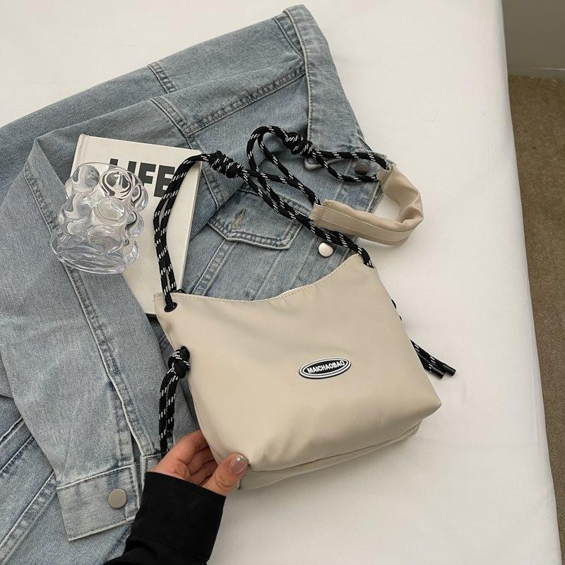 Stylish Casual Nylon Shoulder Bag For Women In Trendy Dumpling Shape Available In Black Beige And Khaki OffWhite