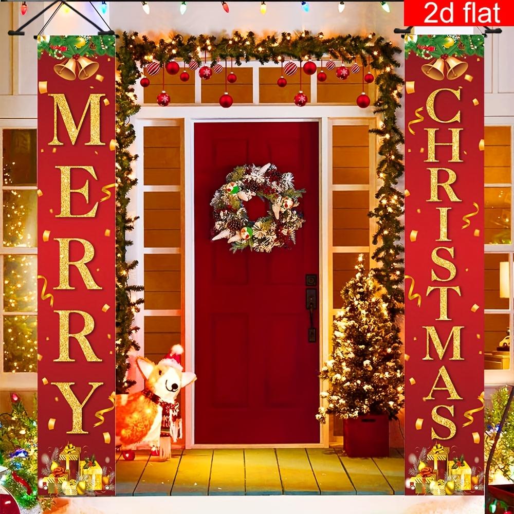 Merry Christmas Couplet Banner 1 Pair Polyester Indoor Outdoor Decor