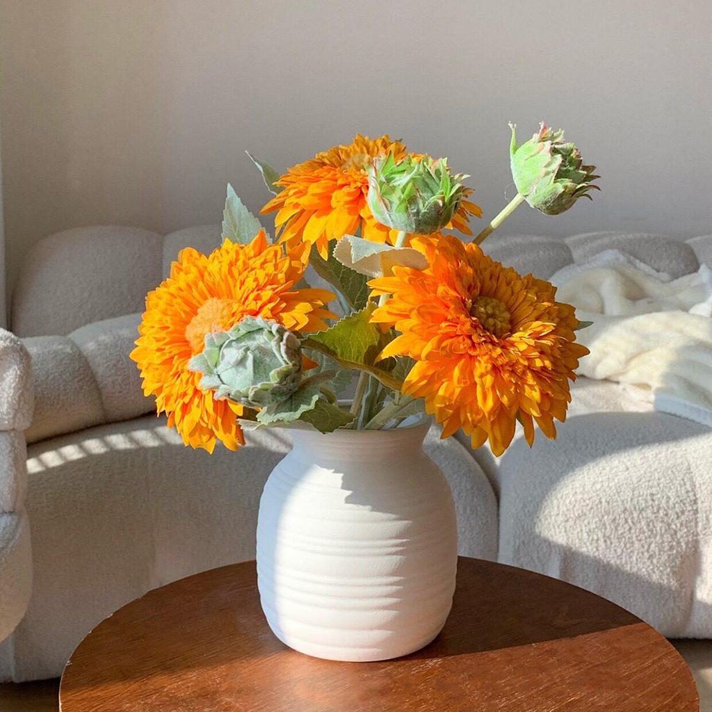 Teddy Sunflower Artificial Bouquet for Living Room, Entryway, Dining Table, Camping, and Retro Arrangements