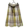 BLUE LABEL CRESTBRIDGE 2011 Yellow Crestbridge Check Light Airy Twill Flared Skirt skirt 36 Yellow x beigeUsed