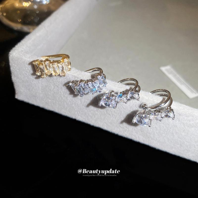Korean ins zircon love ear clips women's no ear piercings fashion commuting versatile ear bone clips niche high-end earrings