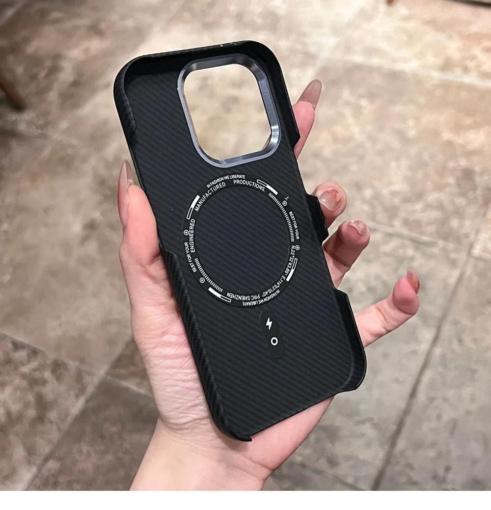 Phone Case Cswo02 Luxury For Magsafe Matte Ultra Slim Carbon Fiber Case For Iphone 17 16 15 14 Pro Max Magnetic Plating Shockproof Business Cover