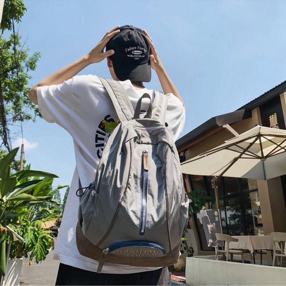 Polyester Trendy Ins Backpack Embroidery School Bags Casual Schoolbags Unisex