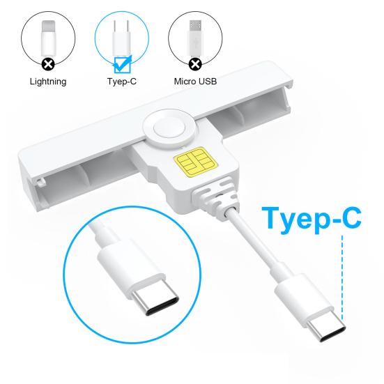 Type-C Smart Card Reader Plug-and-Play Card Windows Portable Bank Reader for USB 2 Chip Card Reader